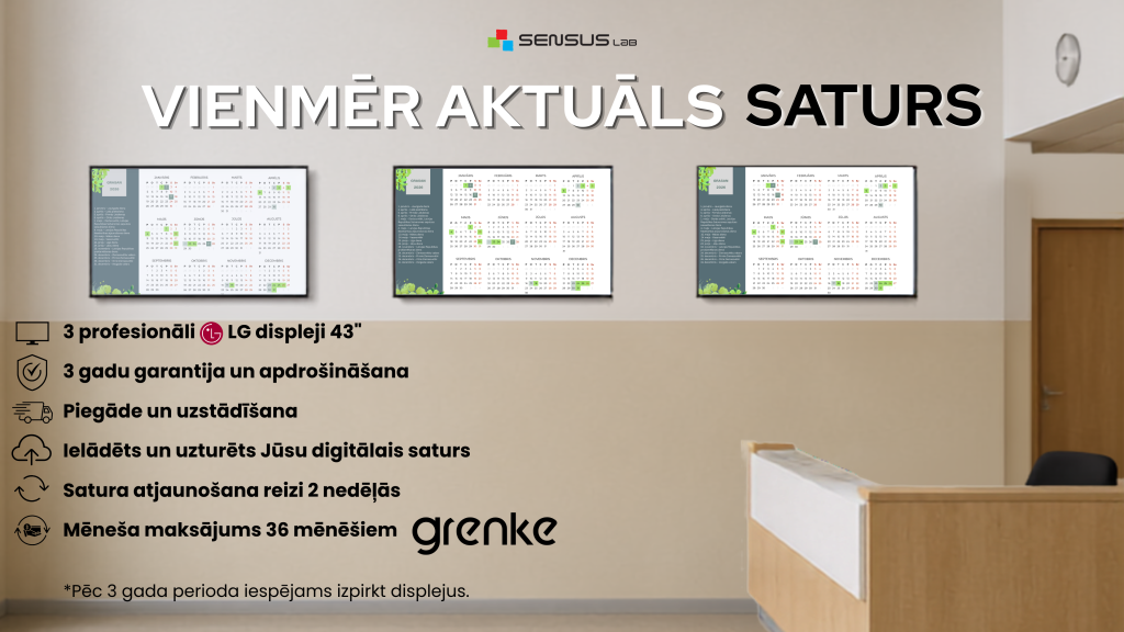 Vienmēr aktuāls saturs ar mēneša maksājumu uz 36 mēnešiem